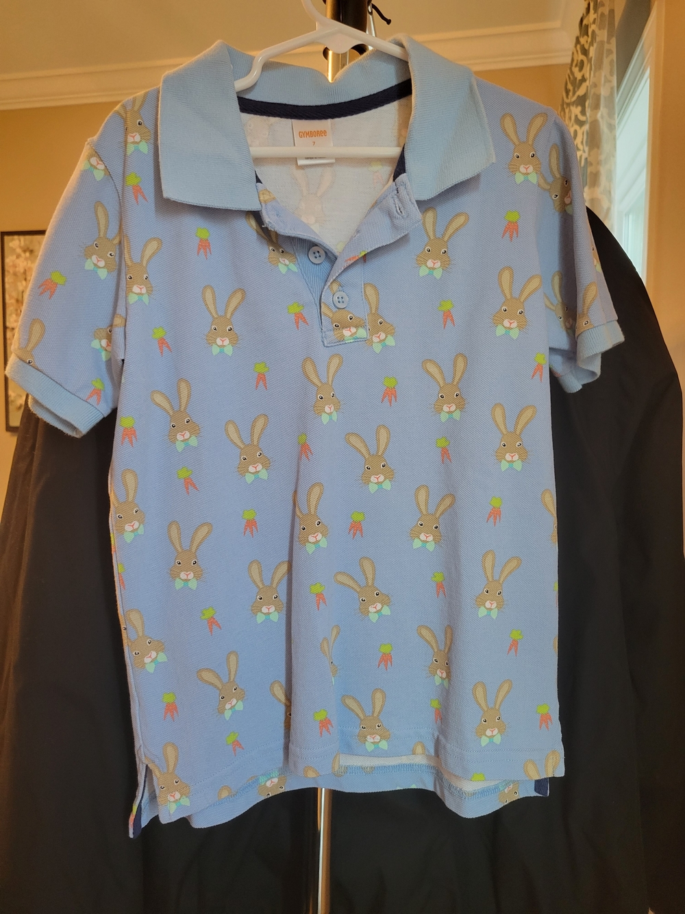 Gymboree Light Blue Bunny & Carrot Polo
